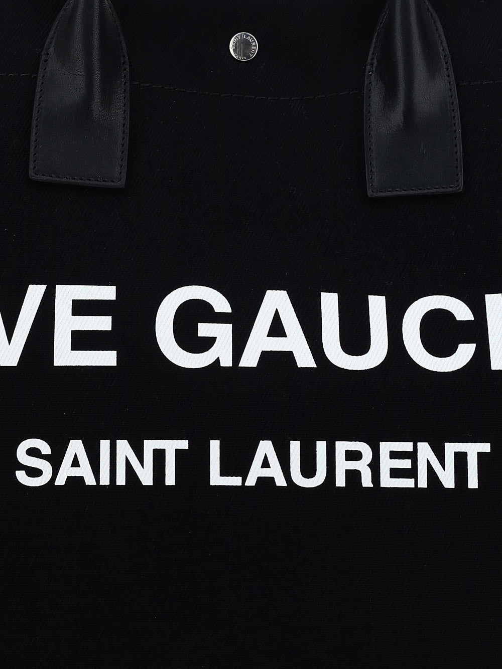 Rive Gauche Tote Bag In Linen & Leather - Black