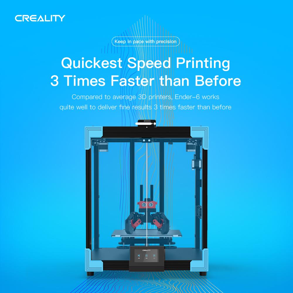 Creality Ender 6 3D Printer Stable Core XY Structure with 3 Times Faster Printing Speed Acrylic Enclosure Silent Board Glass Bed 250x250x400MM 