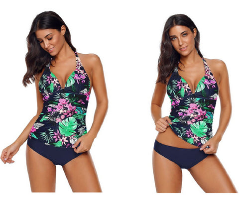 Floral Sweetheart Neckline Halter Tankini Set | Lookbook Store