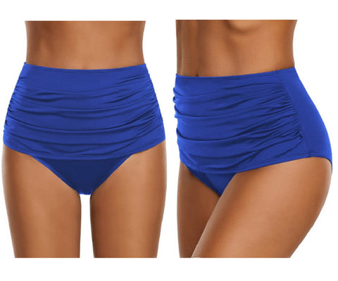 Royal Blue High-Waist Ruched Swim Bottom | Lookbook Store