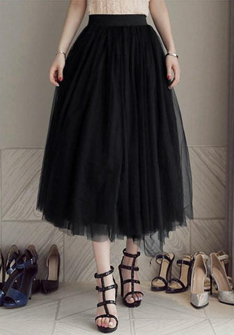 Black A-Line Tulle Skirt 