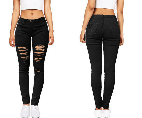 Black Distressed Skinny Jeans - Lookbook Store