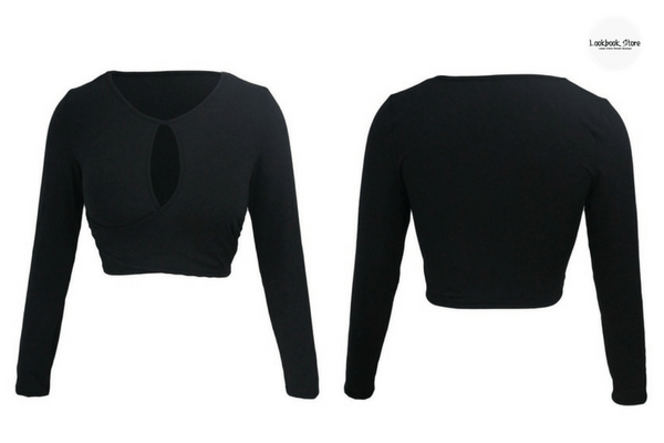 Black Keyhole Wrap Crop Top | Lookbook Store