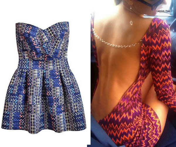 Blue Aztec-Print Strapless Sweetheart Dress and Chevron Low-Back Mini Dress | Lookbook Store