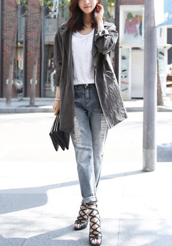 Distressed Grey Boyfriend Jeans