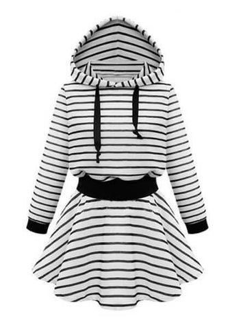 Striped Hooded Skater Dress | Lookbook Store