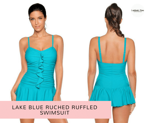 Lake Blue Ruched Ruffled Swimsuit | lookbook Store