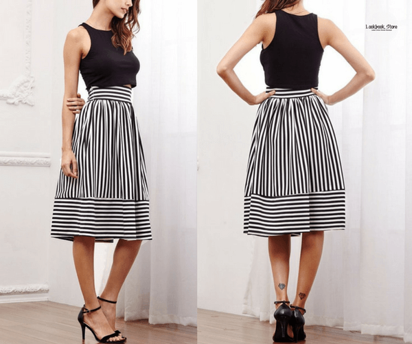Striped Midi Skirt | Lookbook Store