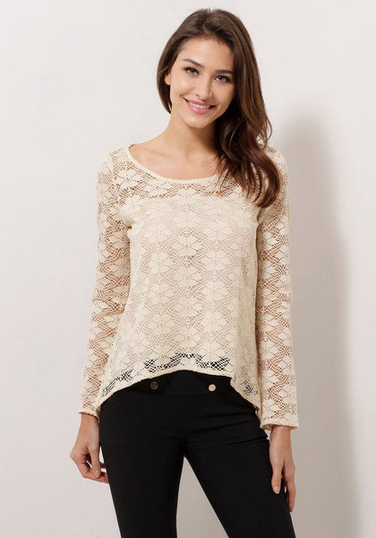 Apricot sheer lace top