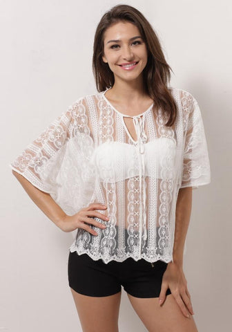 White Sheer Lace Top