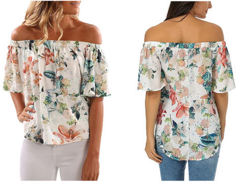 White Floral Off-Shoulder Blouse | Lookbook Store