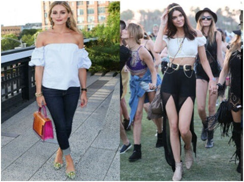 Olivia Palermo and Kendall Jenner off-shoulder outfits