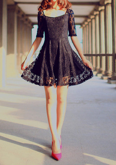 Sweetheart Neck Sheer Lace Dress