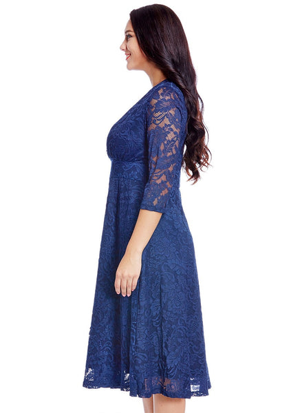Plus Size Royal Blue Lace Surplice Midi Dress Lookbook Store 9988