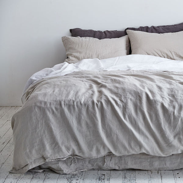 100 Linen Duvet Cover In Dove Grey In Bed Store