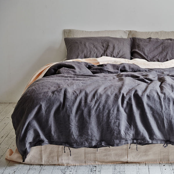 100 Linen Duvet Cover In Charcoal In Bed Store