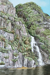 Western Brook Pond Waterfall, watercolour by Karen Richardson