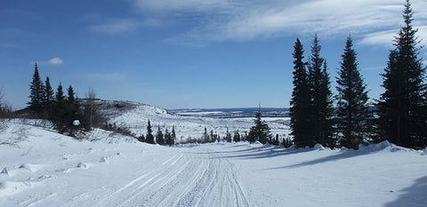 Wide snowmobile trail near Labrador City