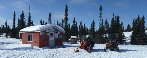 Warm up hut on snowmobile trail near Labrador City.