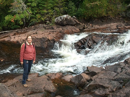 Karen Richardson in Rainbow Falls Provincial Park