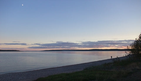 Sunset and moonrise, Lake Superior