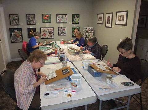 Students in Karen Richardson's studio