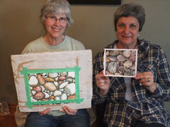 Averill and Joanne with their pebble paintings
