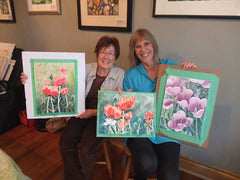 Namaji and Judy painted spring flowers