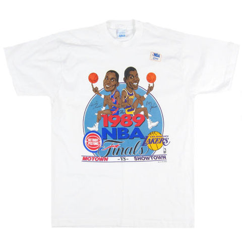 Vintage Pistons vs Lakers 1989 NBA Finals Caricature T-shirt Magic