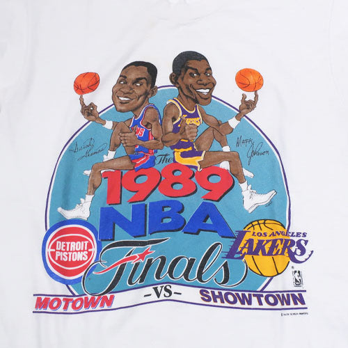 Vintage 1989 NBA Finals Caricature T-shirt Basketball Lakers Magic