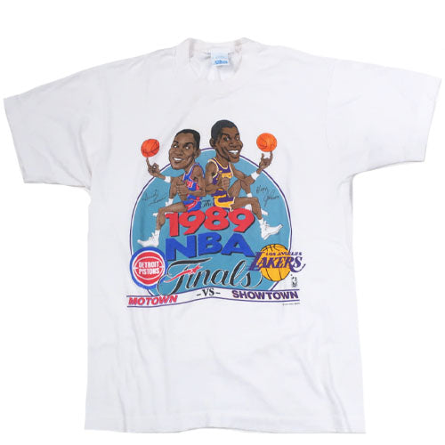 Vintage 1989 NBA Finals Caricature T-shirt Basketball Lakers Magic