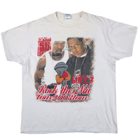 Vintage Jay-Z 50 Cent Rock the Mic Tour T-Shirt Rap Hip Hop 2003