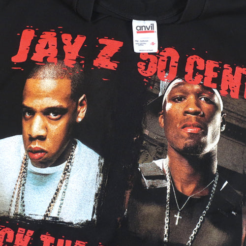 Vintage Jay-Z 50 Cent Rock the Mic T-shirt Hip Hop Rap Tees 2003