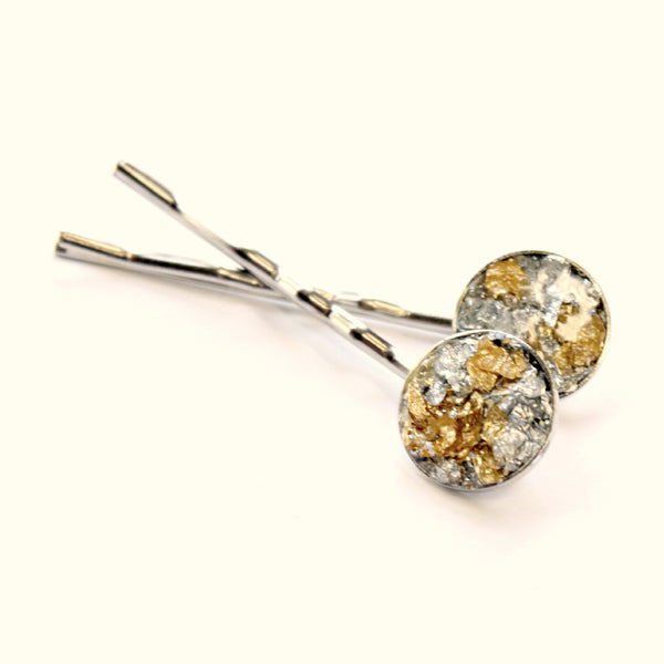 Gold and Silver bobby pins hair accessory from catherine masi