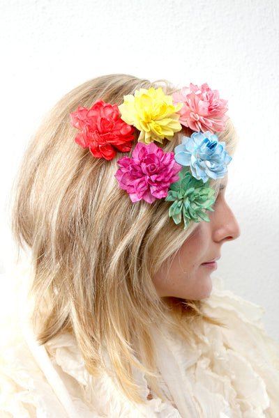 Colorful watercolor hair flower accessory