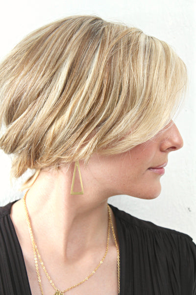 Gold geometric triangle earrings