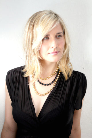 Black and gold bold statement ball chain necklace