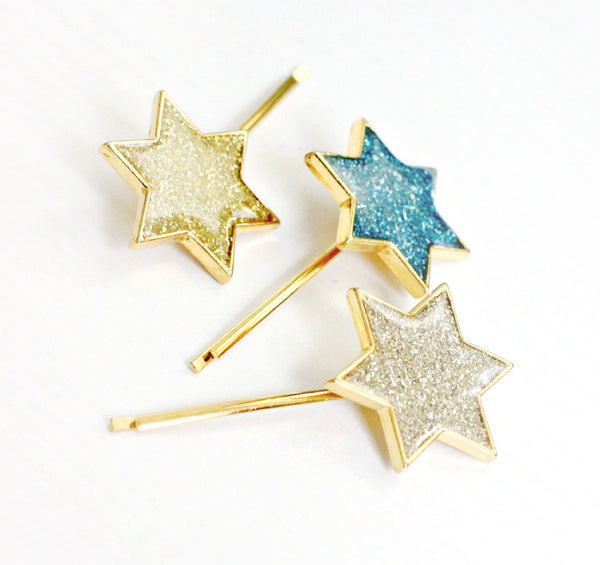 Colorful Star + Gold Bobby Pins