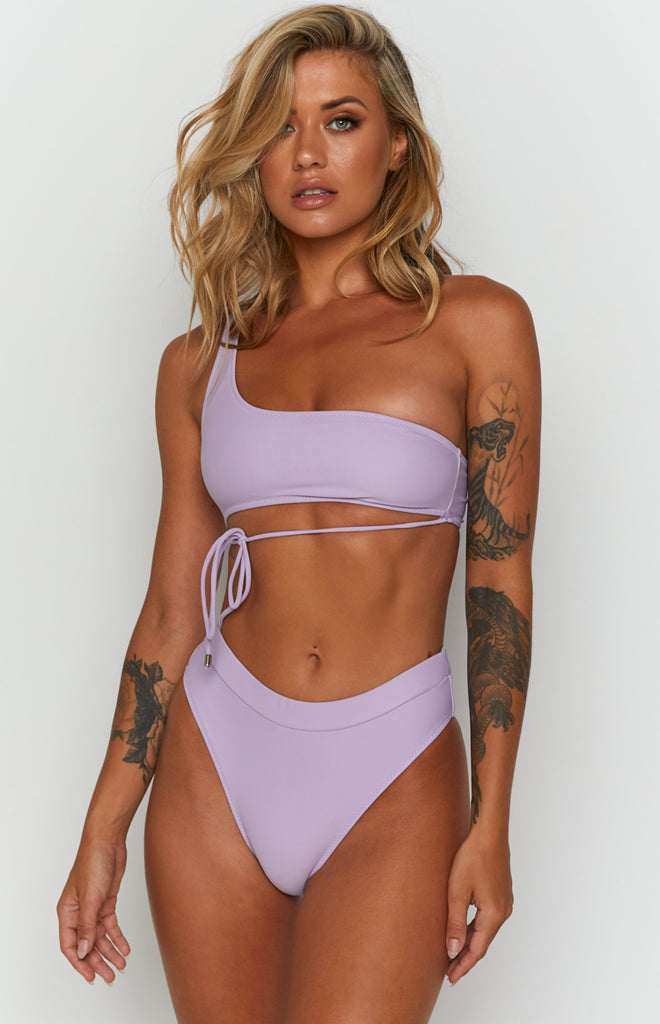 purple high waisted bikini bottoms