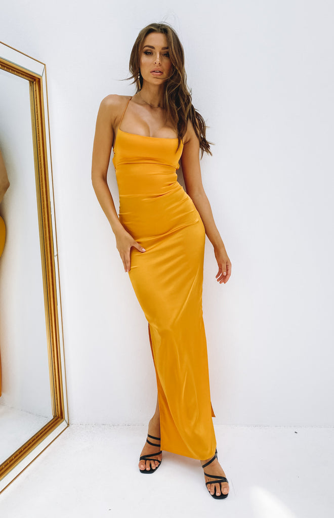 yellow slip dress