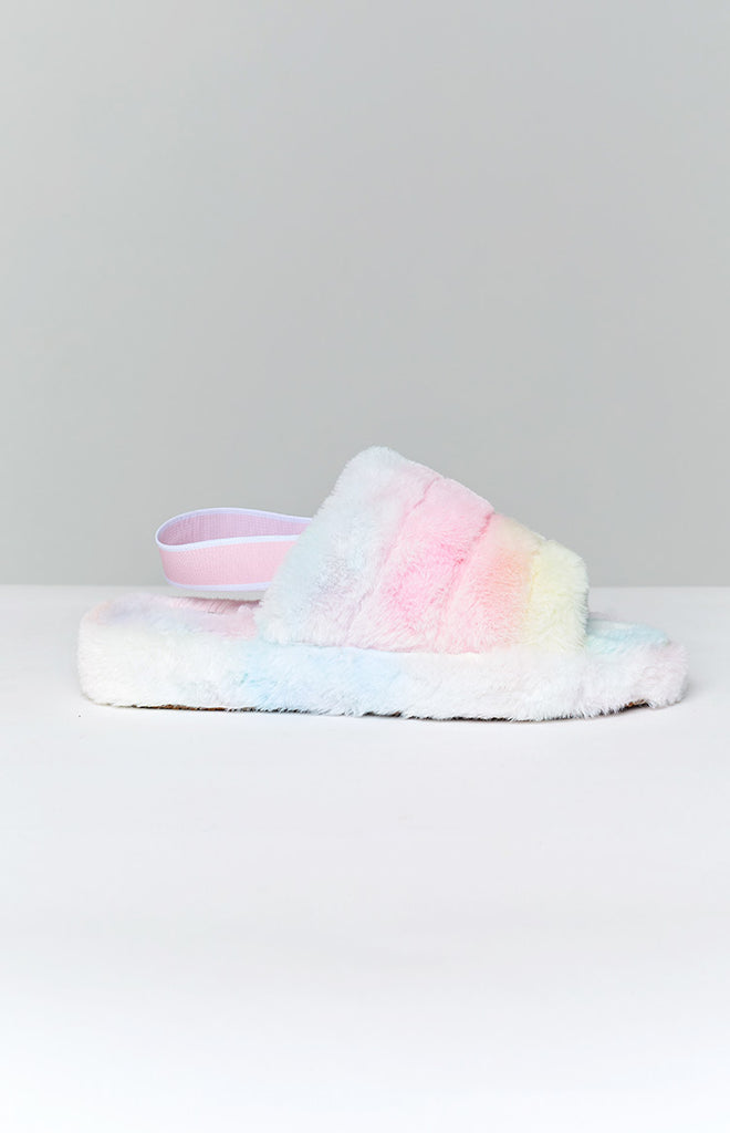 fluffy sandals with strap