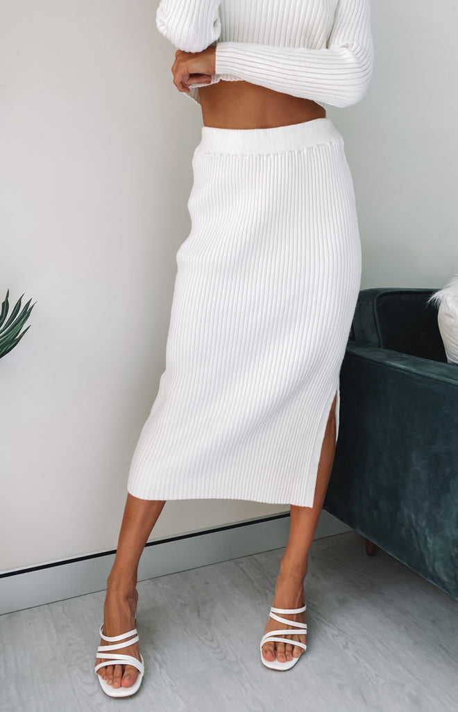 ribbed midi skirt