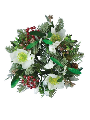 eastbourne flowers vines & Candle Medium Hellebore £12 Ring, Mistletoe, Artificial Christmas