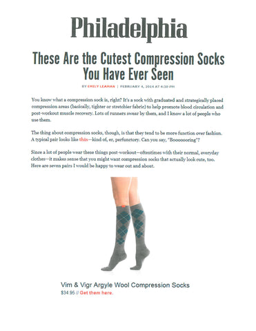 An article of Philadelphia Magazine which recognize VIM & VIGR Compression Socks we Have Ever Seen