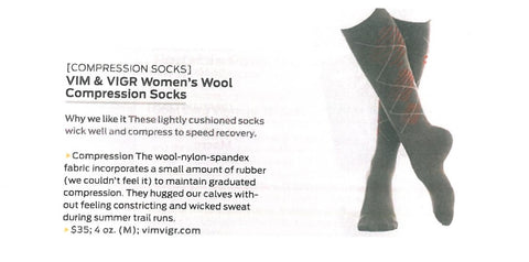 Backpacker’s Spring Gear Guide article that highlights VIM &VIGR’s wool socks in the women’s apparel essentials section for their April print edition and online on their website.