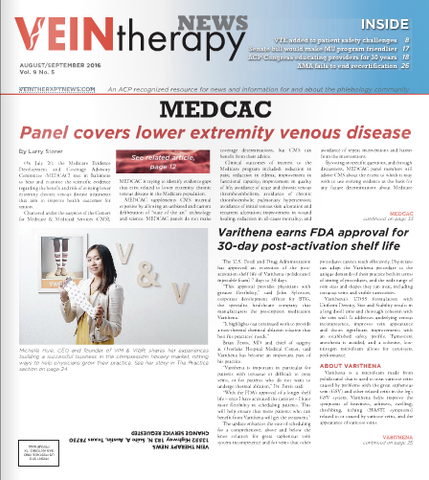 An article of Vein Therapy News that features VIM & VIGR Compression Socks styles as refreshing and new