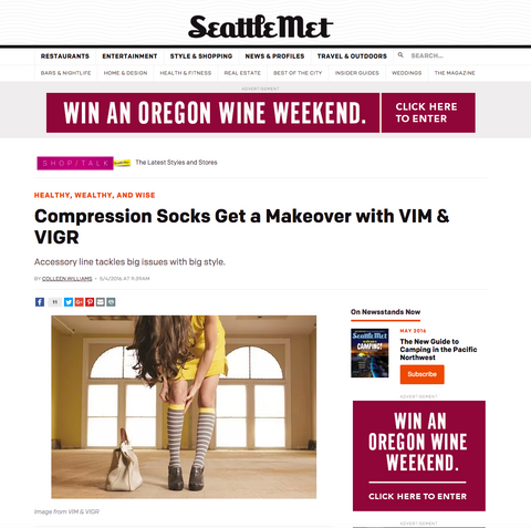 VIM & VIGR Compression Socks features on Seattle Metropolitan Magazine