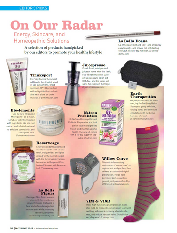 The article of Alternative Medicine that included VIM & VIGR’s women’s nylon sock in their editor’s picks feature in June's issue.