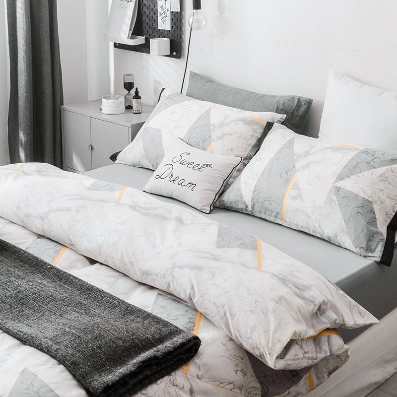 Nordic Cotton Duvet Cover Pillow Case Bed Sheet Bedding Set