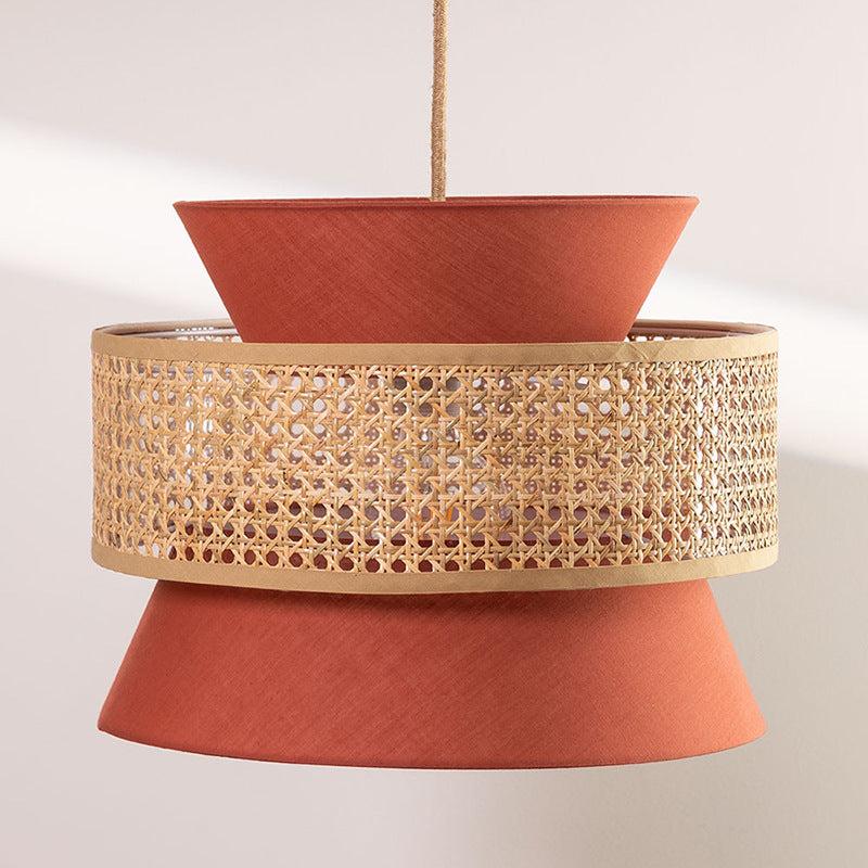 1 Head Bamboo Cage Green Ceiling Pendant Light Shade